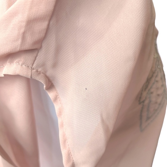 NWT Decree Peach See-Through Tunic with striped back Sequins Round Neck Size L - Picture 6 of 6